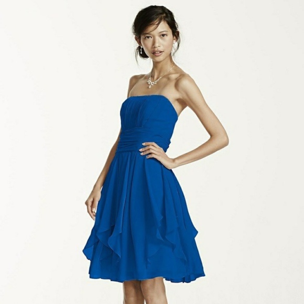 Strapless Chiffon Dress with Layered Skirt
